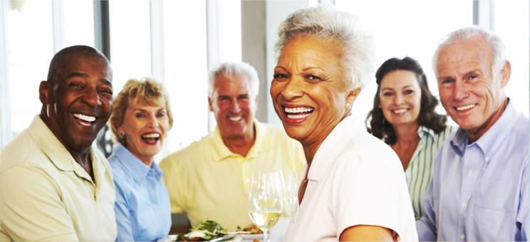 Happy seniors enjoying life together